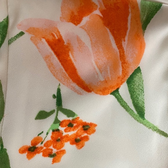 White House Black Market Orange Floral Jumpsuit Size 14 - Picture 3 of 13